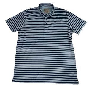 King Ranch Performance Golf Polo Shirt Men Size XL Blue Striped Western Cowboy
